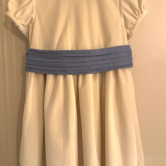 Sal & Pimenta Cream Velvet and French Blue Dress Holiday Perfect - Picture 7 of 9